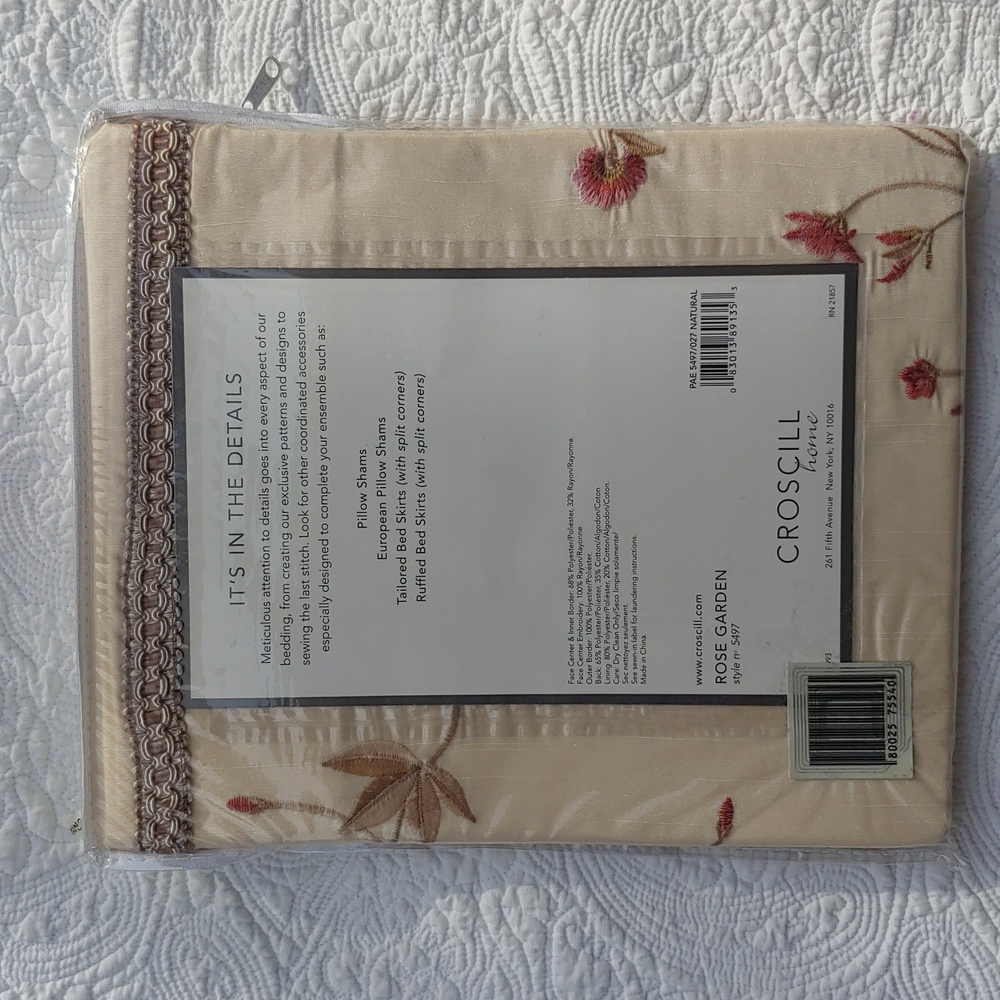 Croscill Embroidered Euro Pillow Shams, Set of 2 - Picture 7 of 9